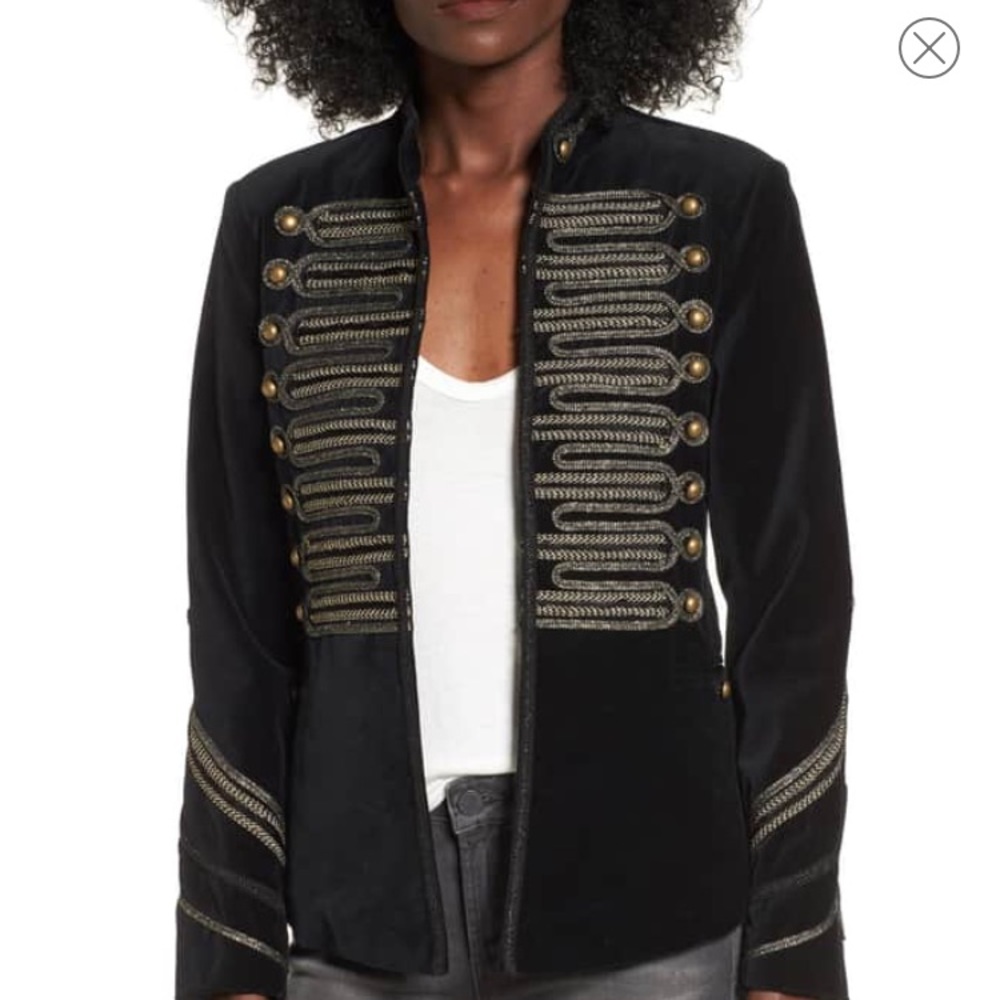 Blank NYC Black Velvet Military Band Jacket size S